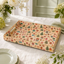 Christmas Decorative Plastic Serving Tray – Vintage Christmas Pudding - MintiHome