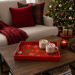 Red Christmas Serving Tray – Ornaments Holly Candy Cane - MintiHome