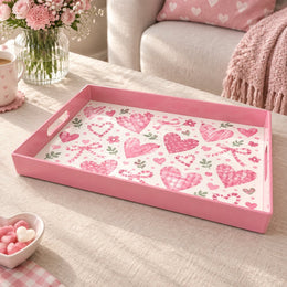 Valentine's Day Plastic Serving Tray – Watercolour Hearts - MintiHome
