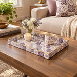 Daily Decorative Plastic Serving Tray – Plum Lilac Floral Tile - MintiHome