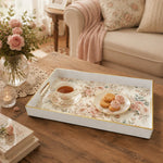 Cream Pink Rose Watercolor Wedding Plastic Serving Tray Rectangular - MintiHome