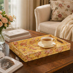 Yellow Pink Floral Plastic Serving Tray – Full Print Border - MintiHome