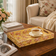 Yellow Pink Floral Plastic Serving Tray – Full Print Border - MintiHome