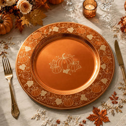 Thanksgiving Charger Plate in Deep Amber Orange Hue - MintiHome
