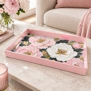 Valentine's Day Plastic Serving Tray – Moody Rose Garden plastic serving tray shown in a rectangular product view.