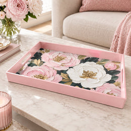 Valentine's Day Plastic Serving Tray – Moody Rose Garden plastic serving tray shown in a rectangular product view.