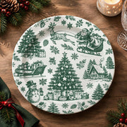 Christmas Decorative Charger Plate – Santa Toile Sleigh full-print plastic serving tray shown in a product view.