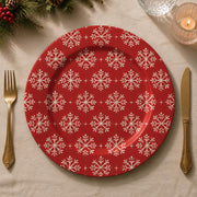 Christmas Red Snowflake Charger Plate - Classic Grid - MintiHome