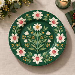 Daily Decorative Charger Plate – Forest Green Daisy - MintiHome