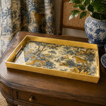 Tiger and Botanical Toile Serving Tray – Vintage Safari Design - MintiHome