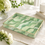 Daily Decorative Plastic Serving Tray – Green Cream Watercolor Flow - MintiHome