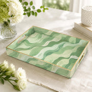Daily Decorative Plastic Serving Tray – Green Cream Watercolor Flow - MintiHome