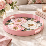 Valentine's Day Plastic Serving Tray – Moody Rose Garden plastic serving tray shown in a round product view.