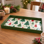 Christmas Decorative Serving Tray – Scattered Winter Pines plastic serving tray shown in a rectangular product view.