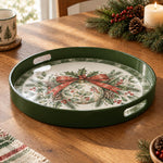 Christmas Decorative Serving Tray – Holly Bauble Bow - MintiHome