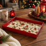 Christmas Cardinal Bird Serving Tray – Red Rim Holiday Platter - MintiHome