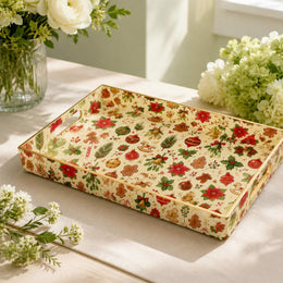 Christmas Gingerbread Serving Tray - Poinsettia Cheer - MintiHome