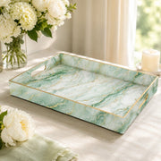 New Year Marble Plastic Tray – Mint Green Gold Veins - MintiHome