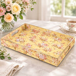 Yellow Pink Floral Plastic Serving Tray – Full Print Border - MintiHome