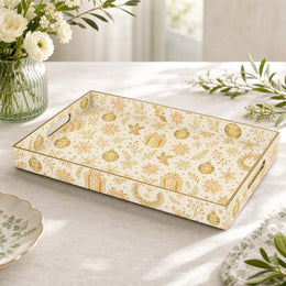 Christmas Decorative Plastic Serving Tray – Gold Line Ornament - MintiHome