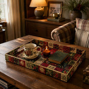 Christmas Decorative Plastic Serving Tray – Festive Quilt Patchwork - MintiHome