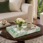 New Year Marble Plastic Tray – Mint Green Gold Veins - MintiHome