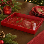 Red Gold Christmas Serving Tray – Filigree Poinsettia - MintiHome