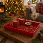 Red Gold Christmas Serving Tray – Filigree Poinsettia - MintiHome