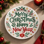 Christmas Decorative Charger Plate – Typographic Holly Script - MintiHome