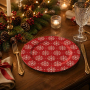 Christmas Red Snowflake Charger Plate - Classic Grid - MintiHome