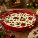 Christmas Cardinal Bird Serving Tray – Red Rim Holiday Platter - MintiHome