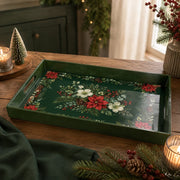 Christmas Wreath Green Plastic Serving Tray - Holiday Motif - MintiHome