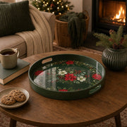 Christmas Wreath Green Plastic Serving Tray - Holiday Motif - MintiHome