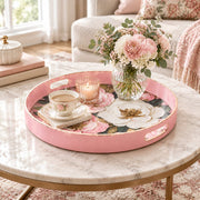 Valentine's Day Plastic Serving Tray – Moody Rose Garden plastic serving tray shown in a round styled scene.