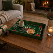 Christmas Wreath Green Plastic Serving Tray - Holiday Motif - MintiHome