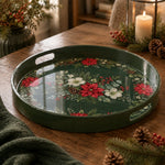 Christmas Wreath Green Plastic Serving Tray - Holiday Motif - MintiHome