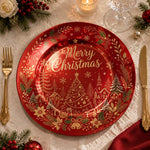 Merry Christmas Calligraphy and Bell Decorative Plate – Red Holiday - MintiHome