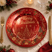 Merry Christmas Calligraphy and Bell Decorative Plate – Red Holiday - MintiHome