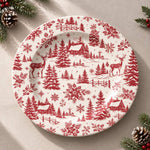 Christmas Decorative Charger Plate – Winter Village Toile full-print plastic serving tray shown in a product view.
