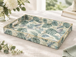 Daily Decorative Plastic Serving Tray – Dusty Teal Monstera - MintiHome
