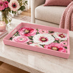 Valentine's Day Plastic Serving Tray – Vivid Ranunculus Bloom plastic serving tray shown in a rectangular product view.
