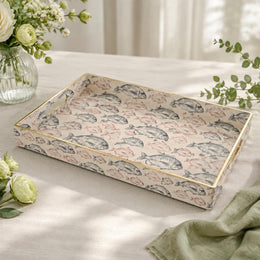 Ocean Abstract Pink Plastic Serving Tray - Coral Print - MintiHome
