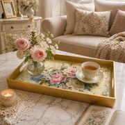 Victorian Gold Filigree Serving Tray – Romantic Floral Design - MintiHome