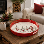 Christmas Snowman Family Serving Tray - Watercolor Pines - MintiHome