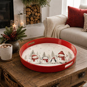 Christmas Snowman Family Serving Tray - Watercolor Pines - MintiHome