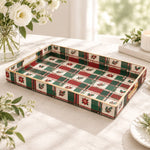 Christmas Decorative Plastic Serving Tray – Holly Plaid Check - MintiHome