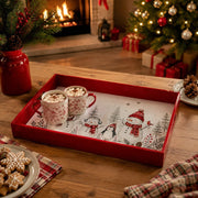 Christmas Snowman Family Serving Tray - Watercolor Pines - MintiHome