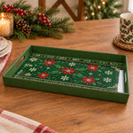 Christmas Decorative Serving Tray – Poinsettia Bloom Band plastic serving tray shown in a rectangular product view.
