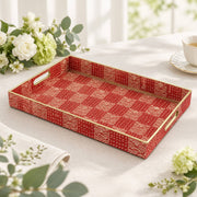 Daily Decorative Plastic Serving Tray – Scarlet Seigaiha Wave full-print plastic serving tray shown in a product view.