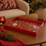 Red Christmas Serving Tray – Poinsettia Filigree Bells - MintiHome